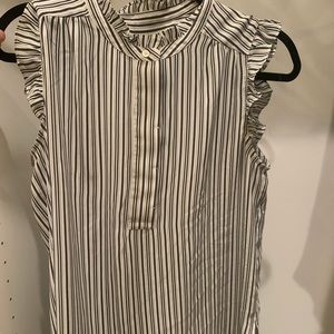 White and dark grey/black striped blouse, Loft, S